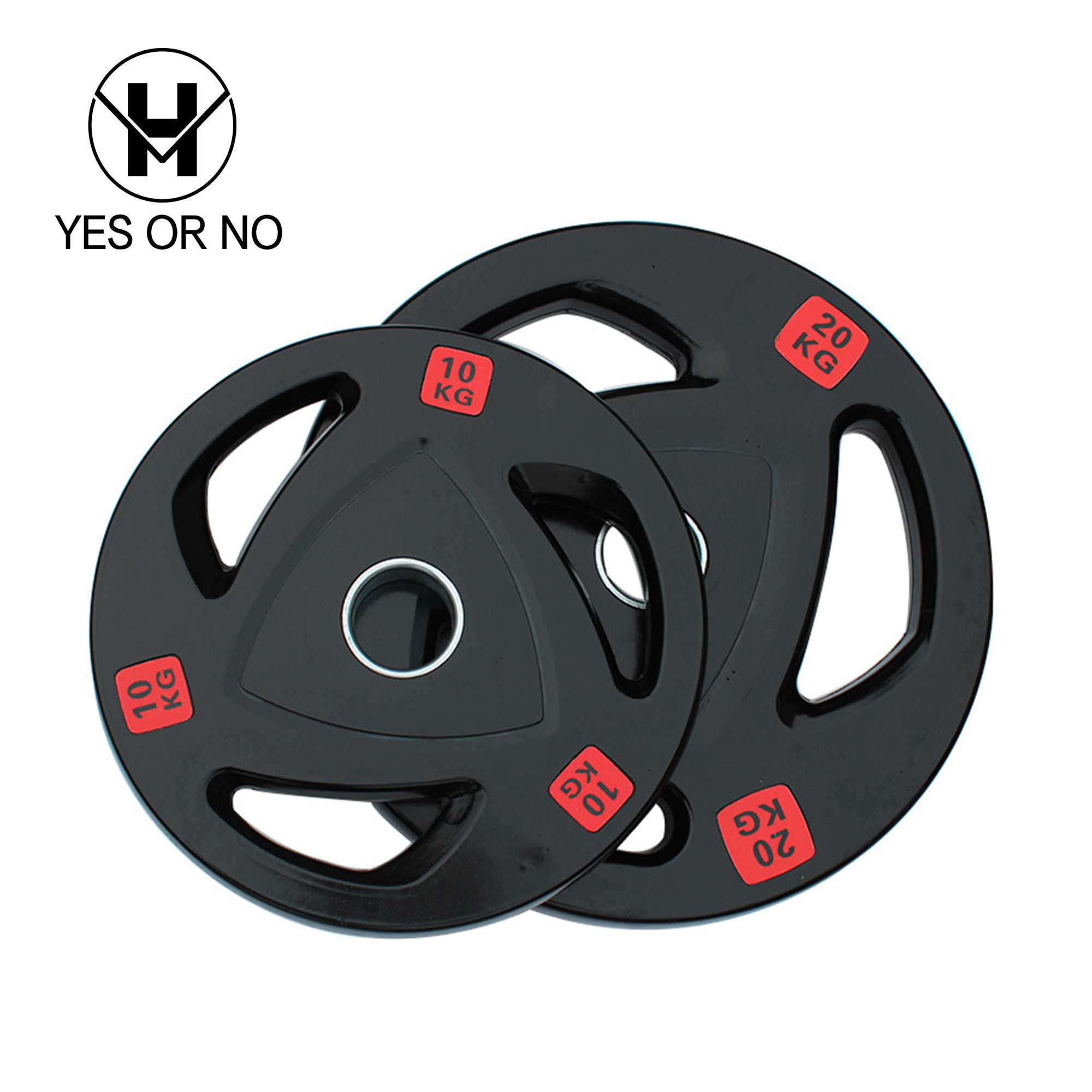 YES OR NO Commercial Fitness Barbell Plates Tri-Grip Rubber Gym Exercise 1Kg Weight Plates For Weightlifting