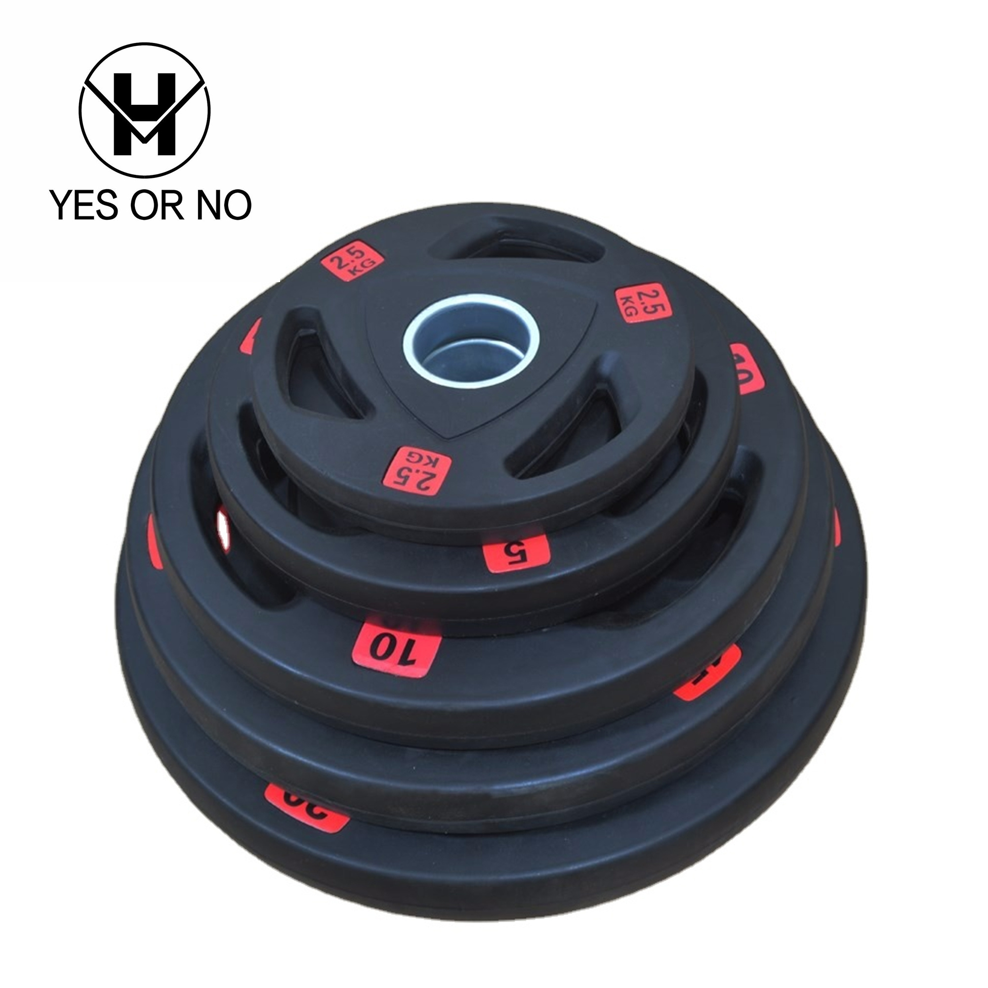 YES OR NO Commercial Fitness Barbell Plates Tri-Grip Rubber Gym Exercise 1Kg Weight Plates For Weightlifting