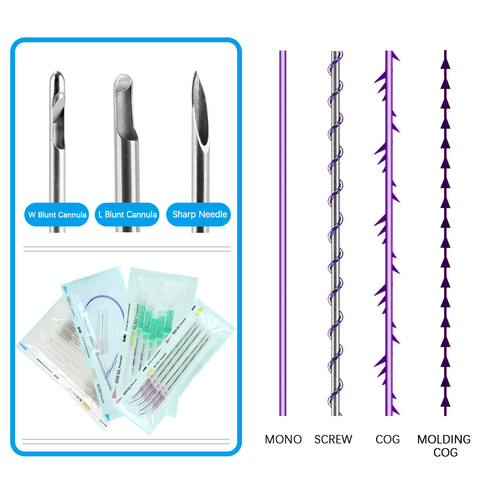 Cosmetic Sharp Needle Face Lift 6D Cog Thread Pdo 21G 50mm For Skin Lift