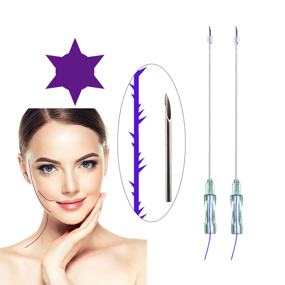 Cosmetic Sharp Needle Face Lift 6D Cog Thread Pdo 21G 50mm For Skin Lift