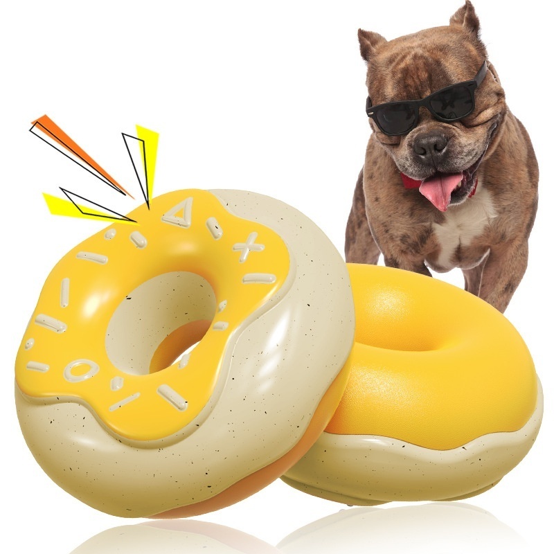 Hot Sale Donuts Shape Dog Chew Toy TPR Interactive Durable Dog Chew Toy Chocolate Doughnut With Real Flavor