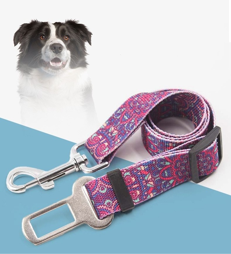 Dog Car Accessories Wholesale Dog Harness Adjustable Nylon Rope Car Seat Belt Retractable Pet Leashes