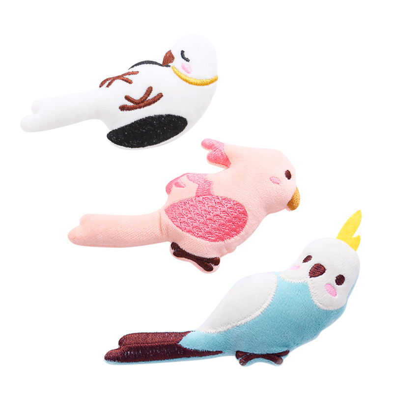 Hot Sell Cat Toy New Design 2024 Sparrow Shaped Funny Bird Mint Cat Plush Fur Chew Toy Japanese Bulk Small Cat Toy