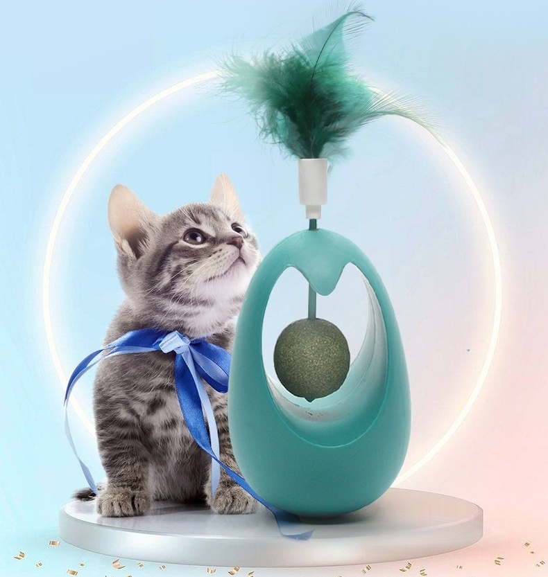 New Cat Toys With Catnip Balls And Feather Tumbler Interactive Cat Toys For Indoor Cats Kitten Catnip Chaser Swing Toy