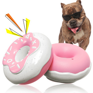 Hot Sale Donuts Shape Dog Chew Toy TPR Interactive Durable Dog Chew Toy Chocolate Doughnut With Real Flavor