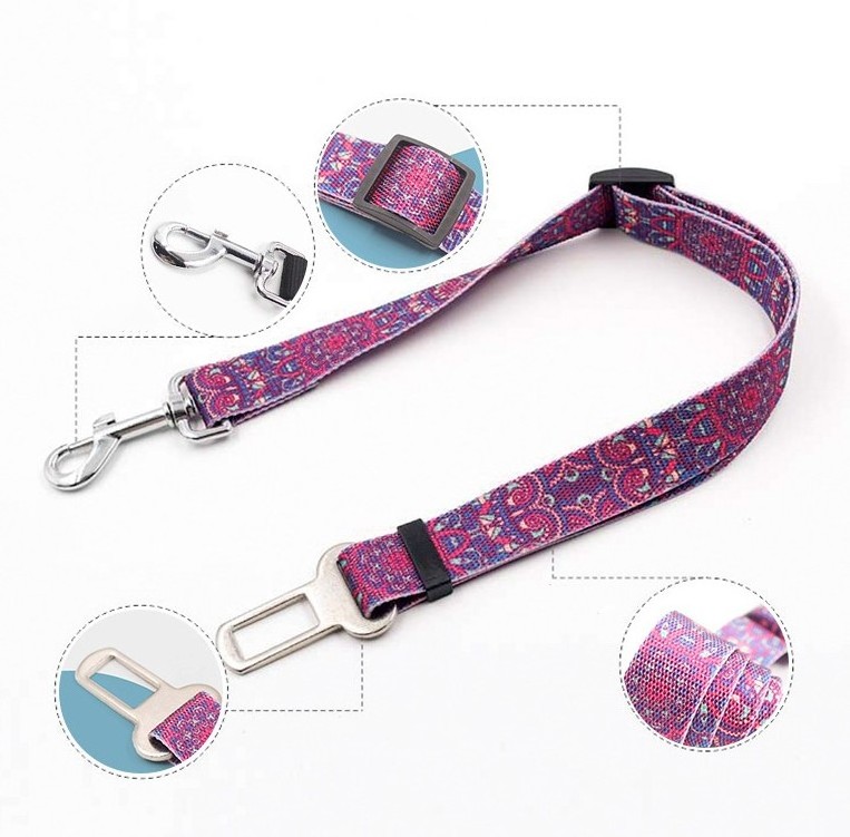 Dog Car Accessories Wholesale Dog Harness Adjustable Nylon Rope Car Seat Belt Retractable Pet Leashes