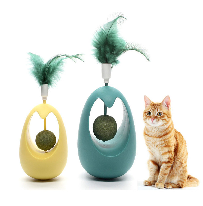 New Cat Toys With Catnip Balls And Feather Tumbler Interactive Cat Toys For Indoor Cats Kitten Catnip Chaser Swing Toy