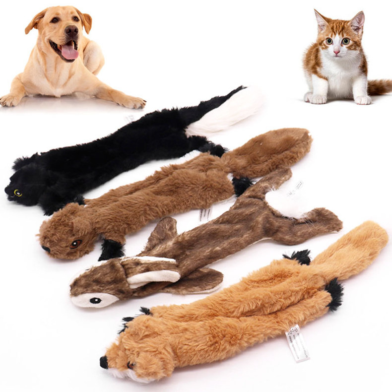 Custom No Stuffing Animal Plush Dog Toy Tree Hole Squirrels Pet Dog Sniff Plush Bunny Squeaky Toy Large Dog Cat Plush Chew Toys