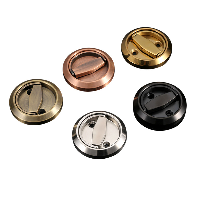 Stainless Steel Recessed Invisible Cup Door Handle Durable Fire Proof Disk Hidden Door Locks Cabinet Pulls Ring Handle