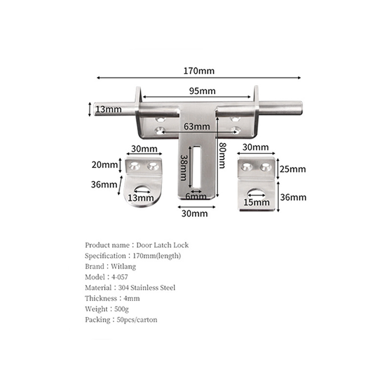 304 Stainless Steel Durable Sliding Latch Bolt Lock Security Door Bolts