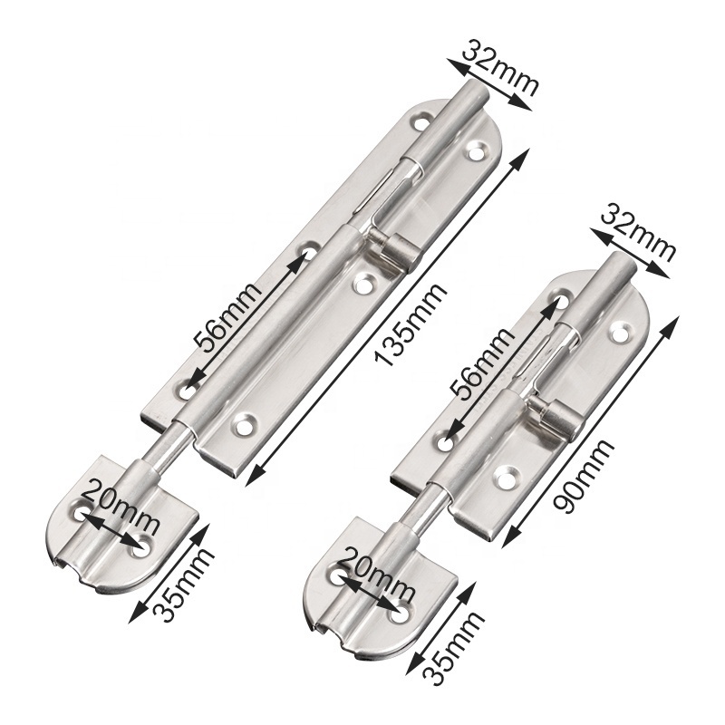 Stainless Steel Silver Door Bolts Hardware Accessories Sliding Door Lock Latch Solid Durable Barrel Bolt