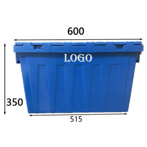 Heavy Duty Stackable Plastic Turnover Moving Crates Foldable Container Attached Lid Logistics Box