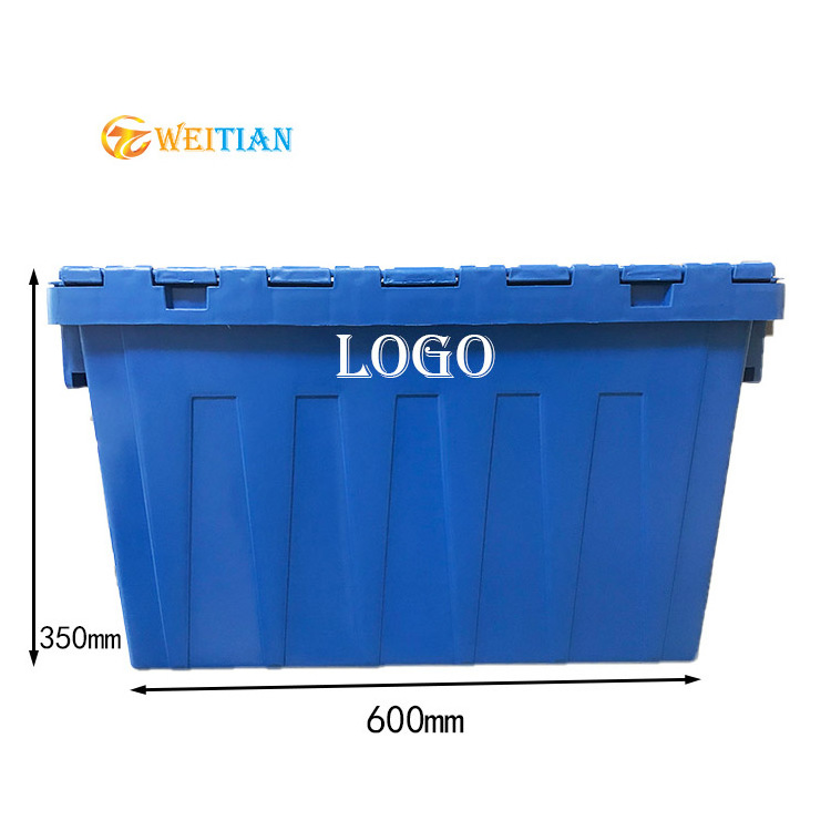 Heavy Duty Stackable Plastic Turnover Moving Crates Foldable Container Attached Lid Logistics Box