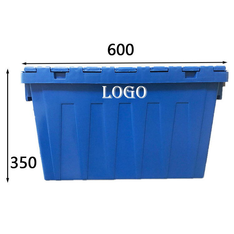 600*400*350mm Folding logistic storage turnover plastic moving crate with lid sale