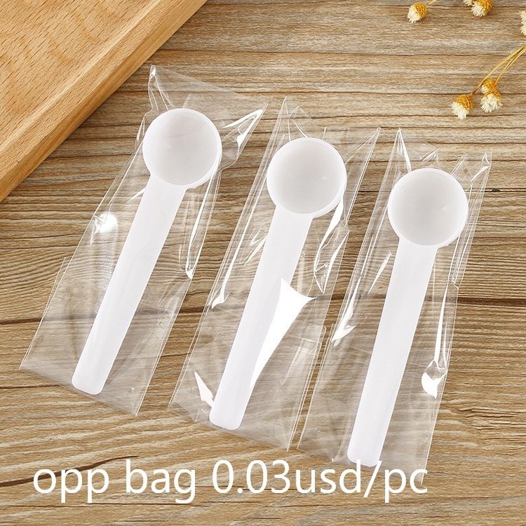 2.5g 5ml Round Disposable White Plastic PP Measuring Spoon Scoop For Powder Liquid Quantitative Teaspoon