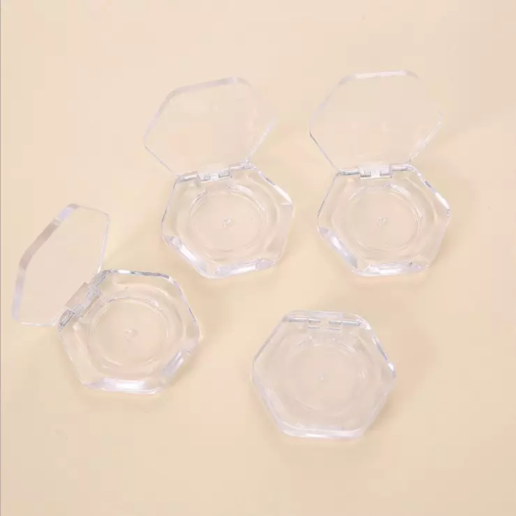 5g Hexagon Clear Plastic Case Monochrome Eye Shadow Cartridge Lipstick Plate Blush Packaging  Powder Case Cream Jar