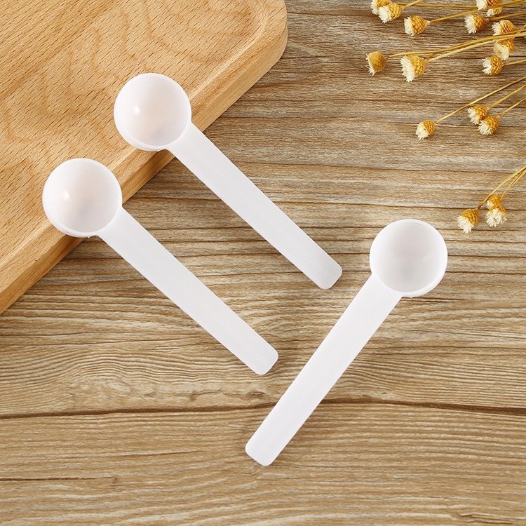 2.5g 5ml Round Disposable White Plastic PP Measuring Spoon Scoop For Powder Liquid Quantitative Teaspoon