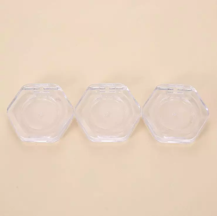 5g Hexagon Clear Plastic Case Monochrome Eye Shadow Cartridge Lipstick Plate Blush Packaging  Powder Case Cream Jar