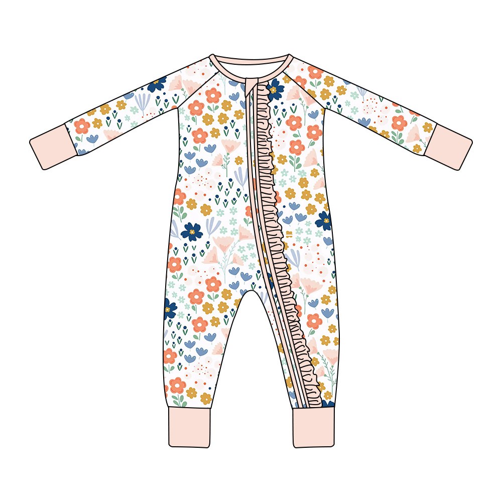 Organic Baby Clothes Customized Romper Digital Print Organic bamboo Cotton children sleeveless jumpsuit and onesie