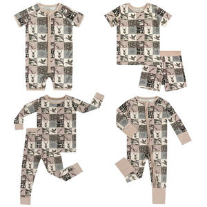 Baby Clothes custom Print Elastic organic bamboo Cotton children Clothes Newborn little girls jumpsuit bubble jacket kids