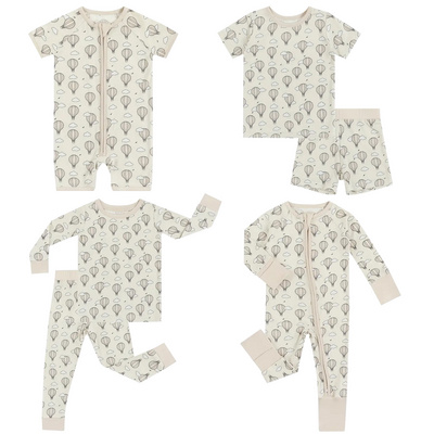 Latest Design customized Pajama Baby Print Kids girls 100%  bamboo Cotton Boys Sleepwear Children Wholesale long romper