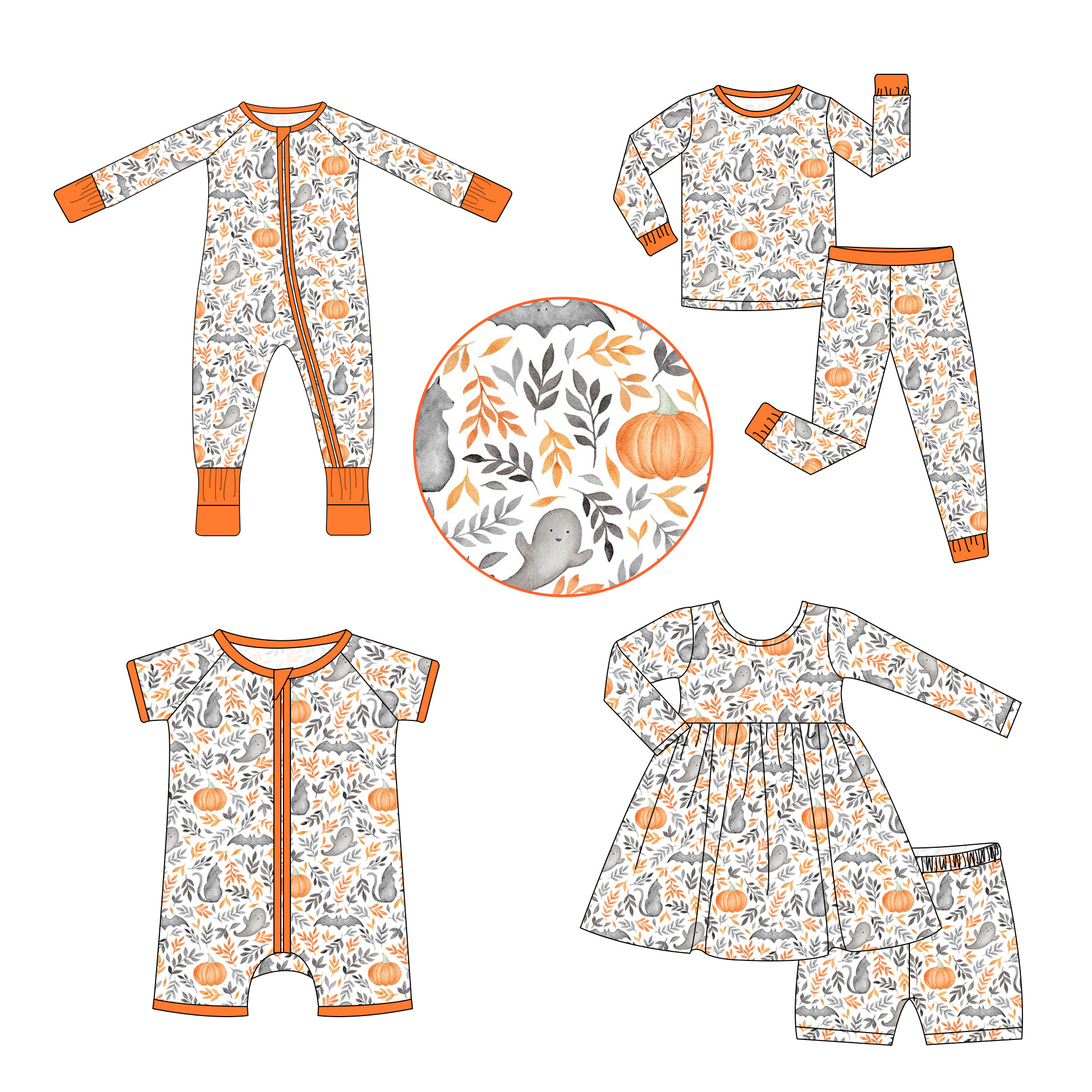 New Arrival Easter Style Custom Pattern Print Kids Ruffle Romper Bamboo Fiber Folded Hands Feet Baby Girls Sleeping Pajamas