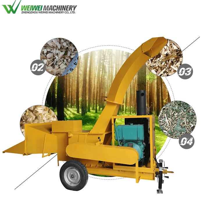 Weiwei Yard Firewood Machines Cutting Tree Machine Drum Type Wood Chipper Bamboo