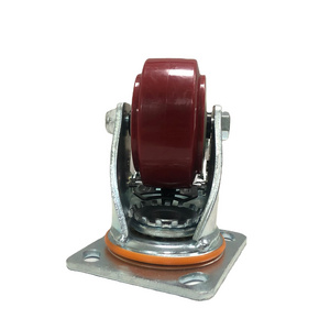 Customized /OEM/ODM 100mm PVC Red Casters Heavy Duty Caster Wheel with Total Locking