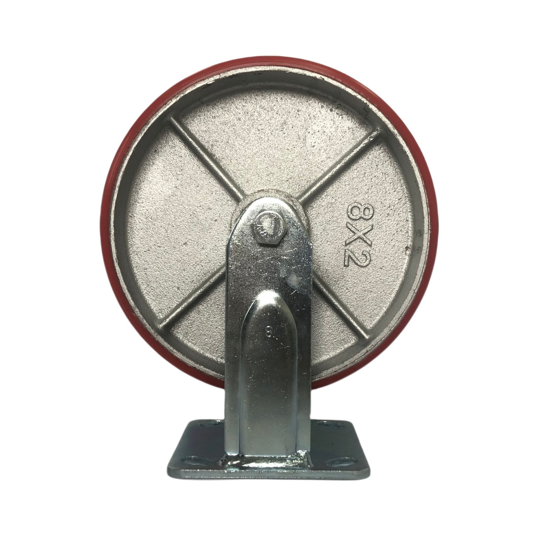 Factory sale 8 inch heavy duty steel plate caster with cast iron PU caster wheel fixed