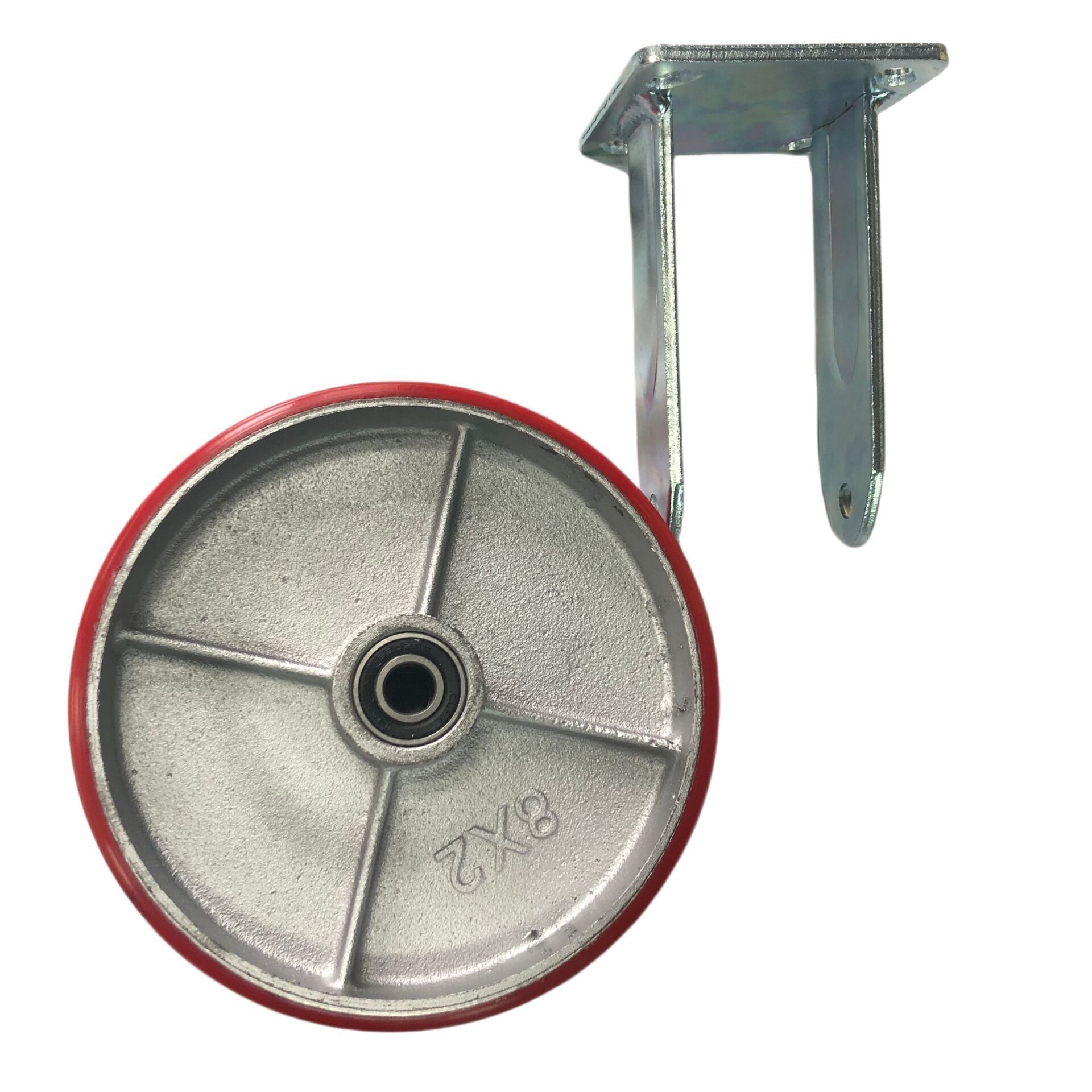 Factory sale 8 inch heavy duty steel plate caster with cast iron PU caster wheel fixed