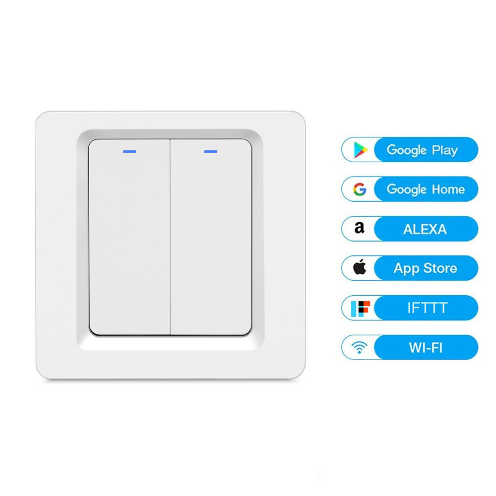 UK Standard 2 GANG 1 Way switch wifi Control button wall light Switch rocker smart switch