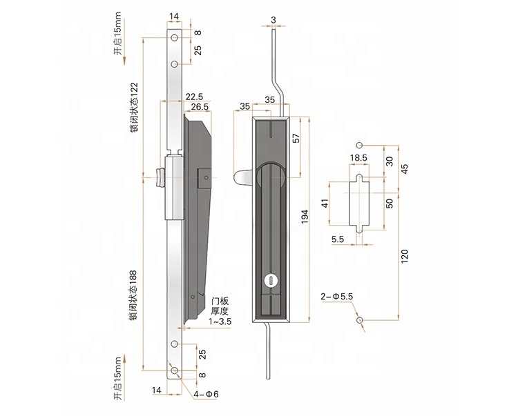 MS829 Electric Smart  Rod control lock For Cabinet Swing Handle Lock Rod Control Panel Security Lock