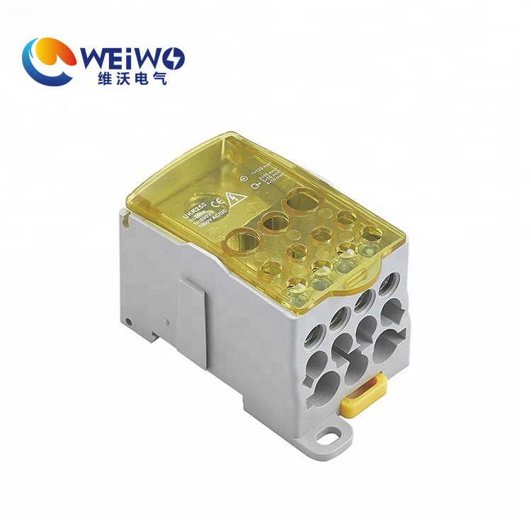 UKK 250A connector Terminal Block With Distribution Block Electrical Screw  Din Rail Mounted Power Distribution Terminal Blocks