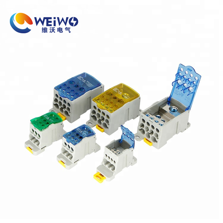 UKK 160A Multipole hole bus bar Terminal Block din rail Power Distribution block  Distribution Power Terminal Block Rail Mounted