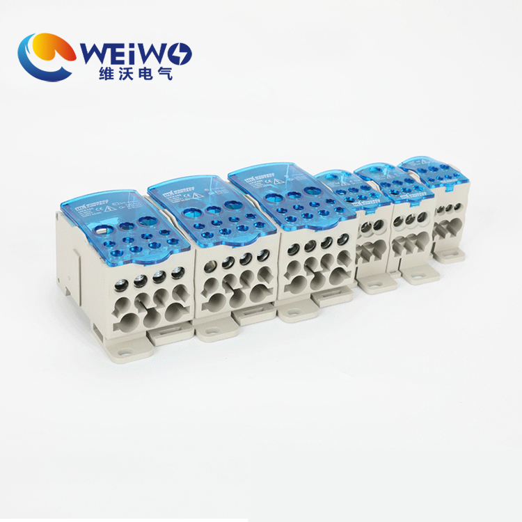 UKK 250A connector Terminal Block With Distribution Block Electrical Screw  Din Rail Mounted Power Distribution Terminal Blocks