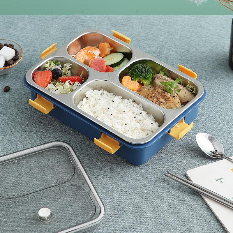 Eco friendly nicety big size stainless steel lunch box Rectangle food container  snack box with lock