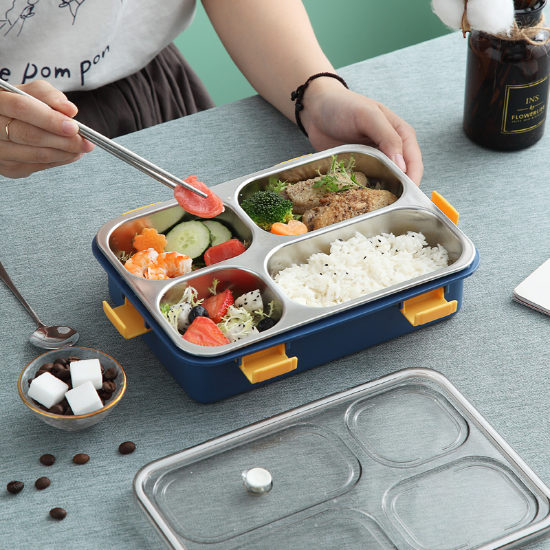 Eco friendly nicety big size stainless steel lunch box Rectangle food container  snack box with lock