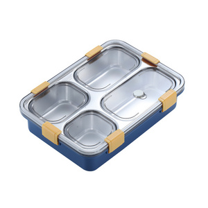 Eco friendly nicety big size stainless steel lunch box Rectangle food container  snack box with lock