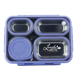 Bento Lunch Box 2023 Food Grade Leakproof Wholesale School 4 Compartment Insulated Stainless Steel Color Box Rectangle Ready