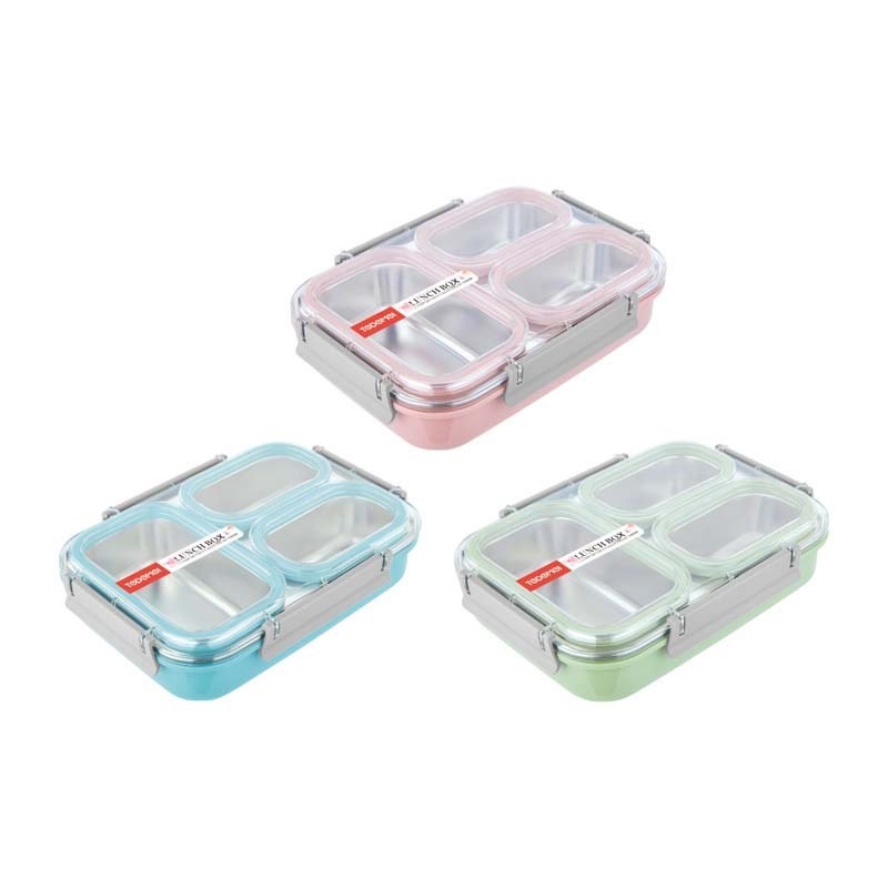 wholesale Homio Tedemei 1L Stainless steel insulated lunch box 4 locks lid for students kid worker 3 compartments food container