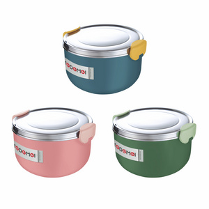 wholesale New Homio Tedemei 1L  portable BPAfree leak-proof round 304 stainless steel outdoor school student kid bento lunch box