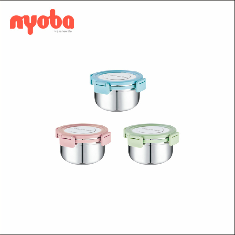 Homio 6582 Tedemei 840ml high quality portable BPA free leak-proof lunch box round 201 stainless steel food storage container