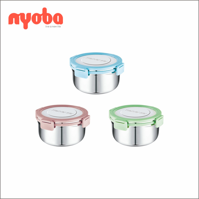 Homio 6582 Tedemei 840ml high quality portable BPA free leak-proof lunch box round 201 stainless steel food storage container