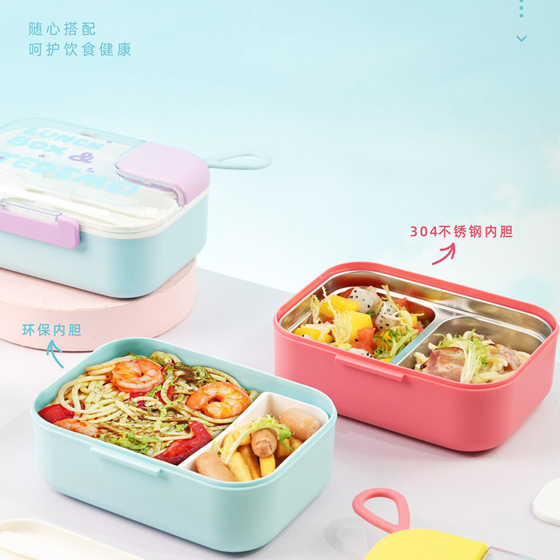 PP Plastic Stainless Steel 304 Storage Boxes & Bins Color Box Modern Rectangle Ready Small Tiffin Box