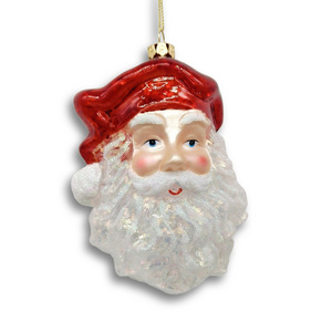 BSCI factory personalized design Christmas glass ornaments Christmas tree home decoration Santa Claus cute glass ornaments