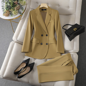 OEM high-quality yellow fashion slim office oversize Blazer trousers women's business suit