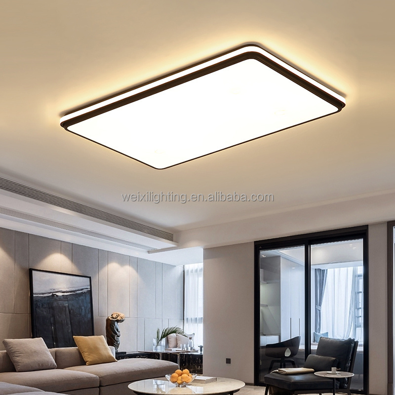 Simple Iron LED Black White Round Square Ceiling Lights