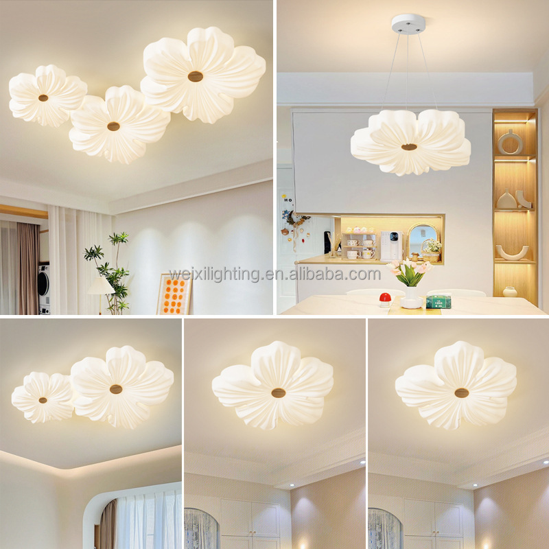 Living Room Ceiling Light High-end Nordic Cream Style Creative Flower Bedroom Light Ceiling Ceiling Light