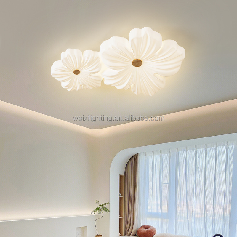 Living Room Ceiling Light High-end Nordic Cream Style Creative Flower Bedroom Light Ceiling Ceiling Light