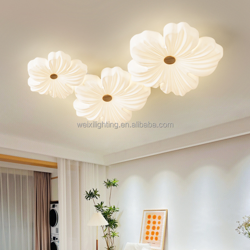 Living Room Ceiling Light High-end Nordic Cream Style Creative Flower Bedroom Light Ceiling Ceiling Light